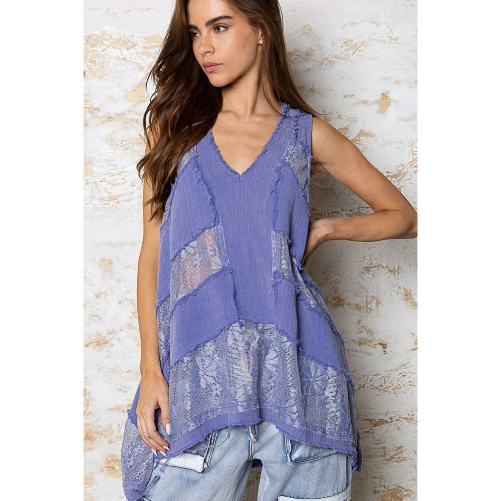 POL Something Special Double Gauze Lace Tunic FWT411